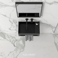 Flow Solid Surface Stone Resin Wall Hung Basin Matte Black 500