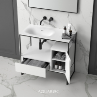 Niche Matte Black Frame Freestanding Bathroom Vanity Unit 900