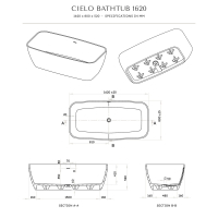 Cielo Solid Surface Stone Resin Freestanding Bath 1620