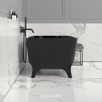 Paris Solid Surface Stone Resin Matte Black Freestanding Bath 1600