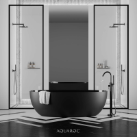 Enzo Solid Surface Stone Resin Matte Black Freestanding Bath 1650