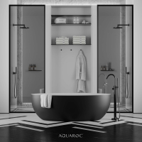 Enzo Solid Surface Stone Resin Black & White Freestanding Bath 1650