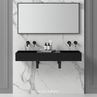 Atlante Solid Surface Stone Resin Wall Hung Double Basin Matte Black 1200