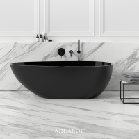 Uovo Solid Surface Stone Resin Matte Black Freestanding Bath 1700