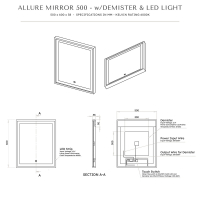 Allure Solid Surface Stone Resin Backlit & Demister Mirror 500