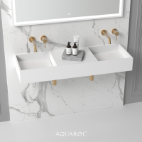 Atlante Solid Surface Stone Resin Wall Hung Double Basin 1200