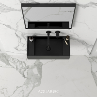 Mode Solid Surface Stone Resin Wall Hung Basin Matte Black 600