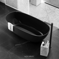Florence Solid Surface Stone Resin Matte Black Freestanding Bath 1650