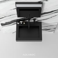 Fiora Solid Surface Stone Resin Matte Black Wall Hung Basin 600