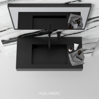 Fiora Solid Surface Stone Resin Matte Black Wall Hung Basin 900