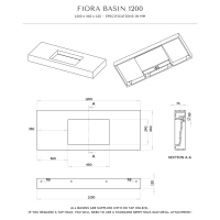 Fiora Solid Surface Stone Resin Wall Hung Basin 1200