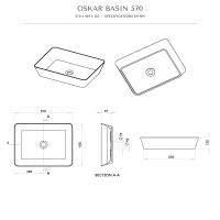 Oskar Solid Surface Stone Resin Counter Top Basin 570