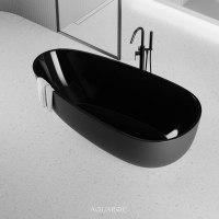 Uovo Solid Surface Stone Resin Matte Black Freestanding Bath 1700