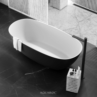 Florence Solid Surface Stone Resin Black & White Freestanding Bath 1650