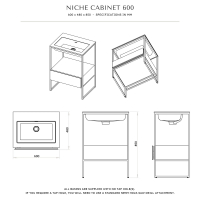 Niche Matte Black Frame Freestanding Bathroom Vanity Unit 600