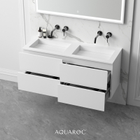 One Bathroom Double Vanity Unit Matte White 1200