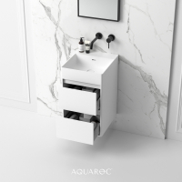 Monza Solid Surface Stone Resin Wall Hung Double Drawer Vanity Unit 400